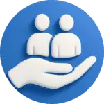 Zwei Menschen und eine offene Hand als Symbol für Prozessbegleitung