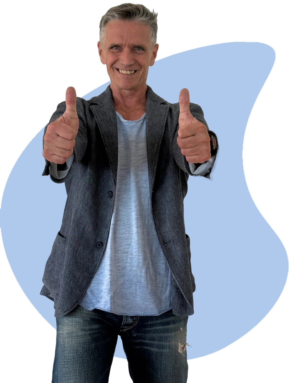 Ronald Jansen, Gründer von Applied Recovery, zeigt lächelnd beide Daumen nach oben